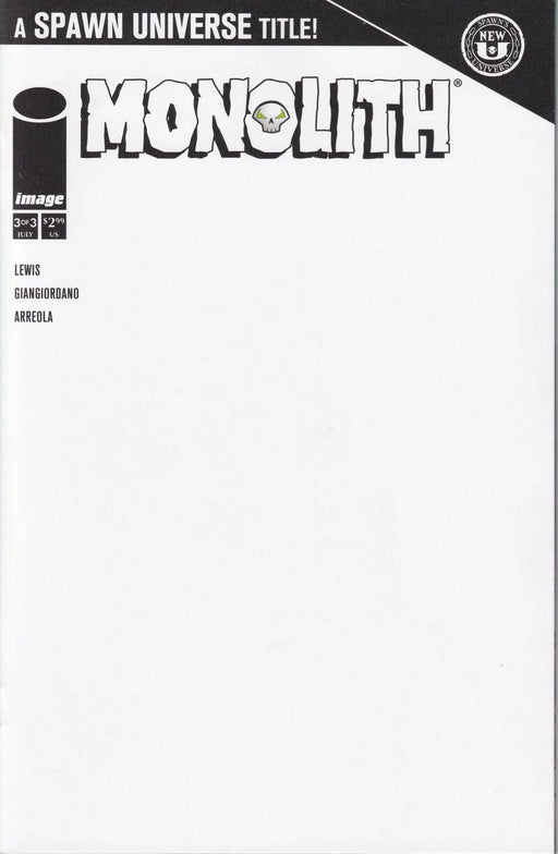 Spawn Monolith #3 (Of 3) Cover B Blank Sketch Variant (Mature) Image Comics