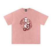 Red Muscle Robot Babe - Snow Washed Oversized T-Shirt ODMPOD