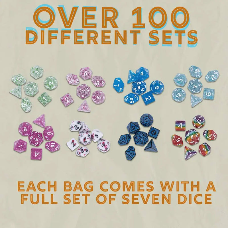 Mystery Dice - full set of 7 Polyhedral Dice 1985 Games