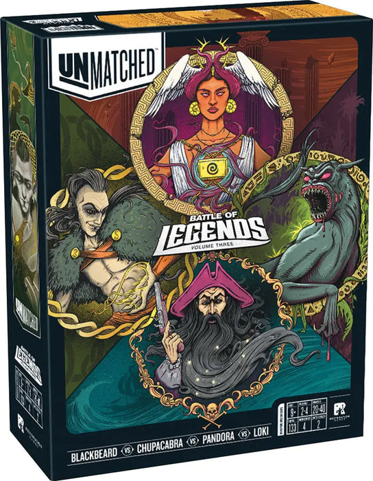 Unmatched: Battle of Legends Vol. 3 - Blackbeard, Chupacabra, Pandora, and Loki Restoration Games