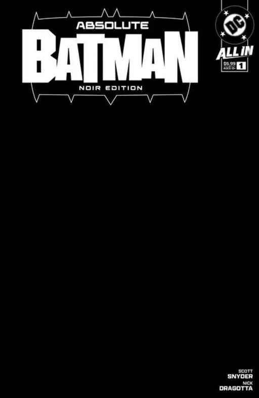 Absolute Batman Noir Edition #1 (One Shot) Cover B Black Blank Card Stock Variant DC Comics