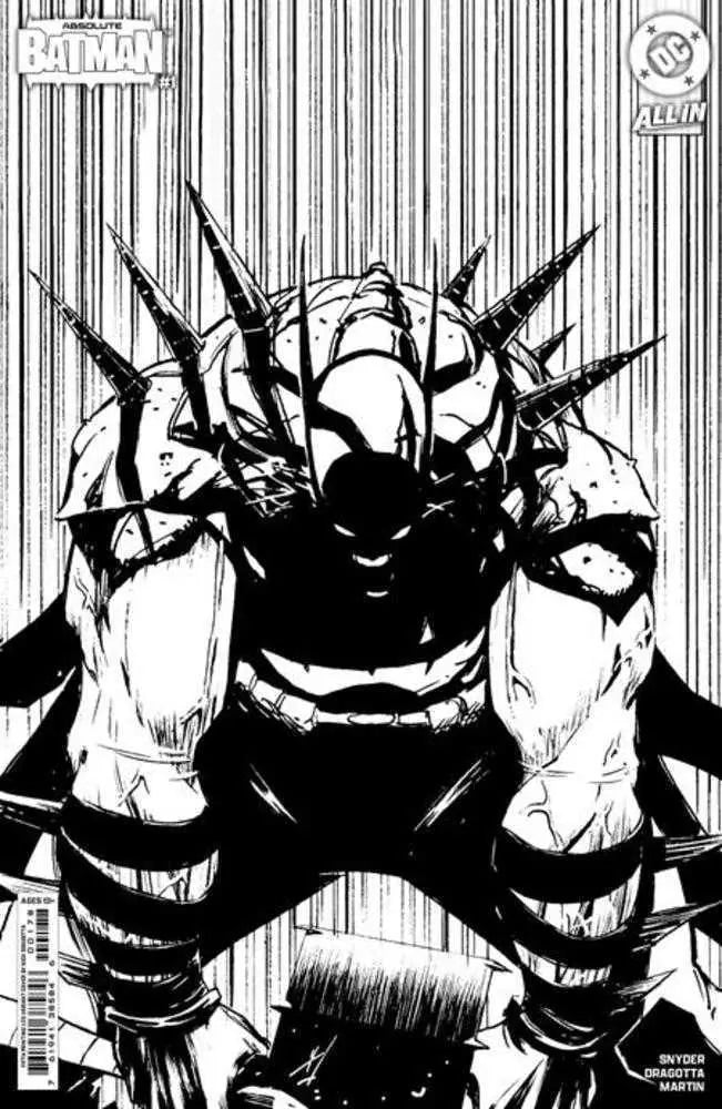 Absolute Batman #1 5th Print Cover B 1 in 25 Nick Dragotta Black & White Card Stock Variant DC Comics