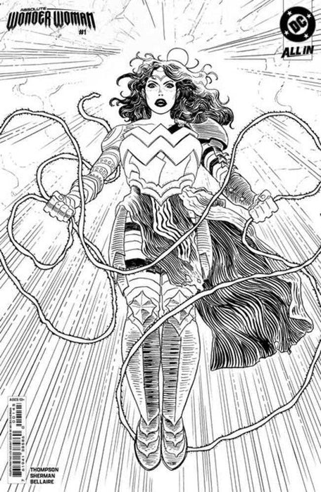 Absolute Wonder Woman #1 4th Print Cover B 1 in 25 Hayden Sherman Black & White Card Stock Variant DC Comics