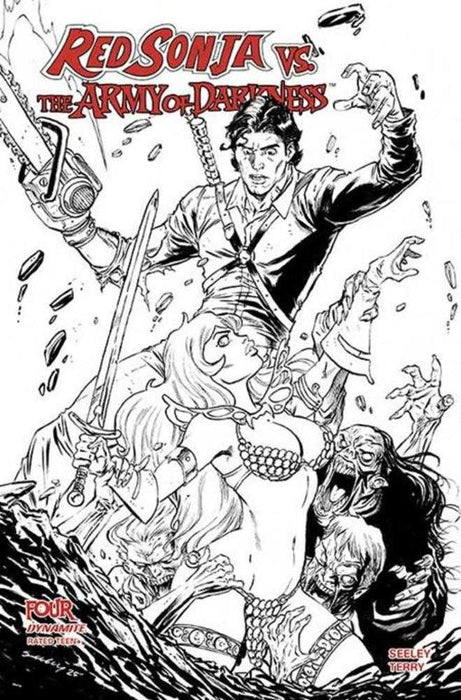 Red Sonja vs the Army of Darkness #4 Cover G 1 in 10 Tim Seeley Line Art Variant Dynamite Entertainment
