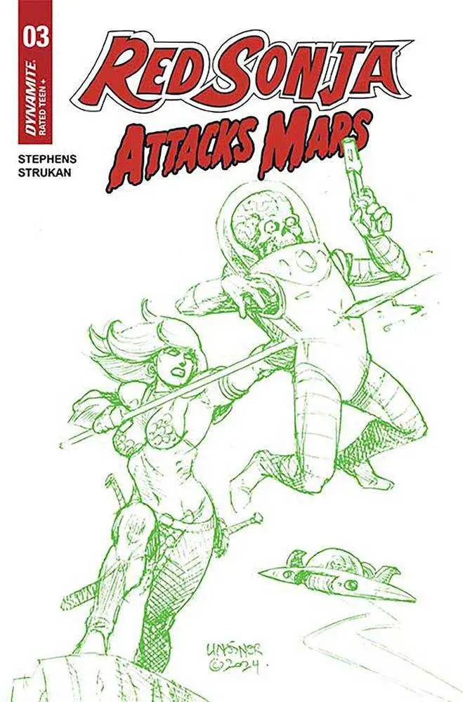 Red Sonja Attacks Mars #3 Cover K Foc 7 Copy Variant Edition Linsner Mart Dynamite Entertainment