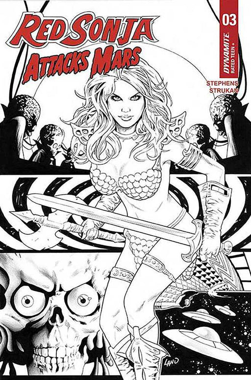 Red Sonja Attacks Mars #3 Cover J Foc 7 Copy Variant Edition Land Line Art Dynamite Entertainment