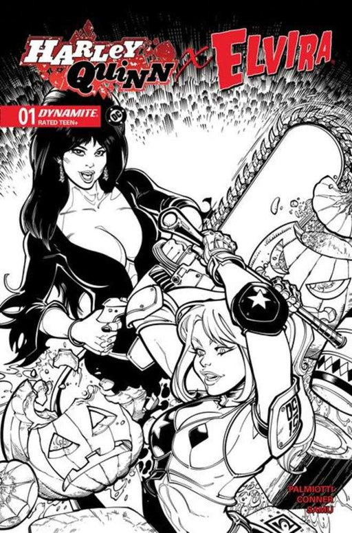 Harley Quinn X Elvira #1 Cover O 1 in 10 Chad Hardin Line Art Variant Dynamite Entertainment