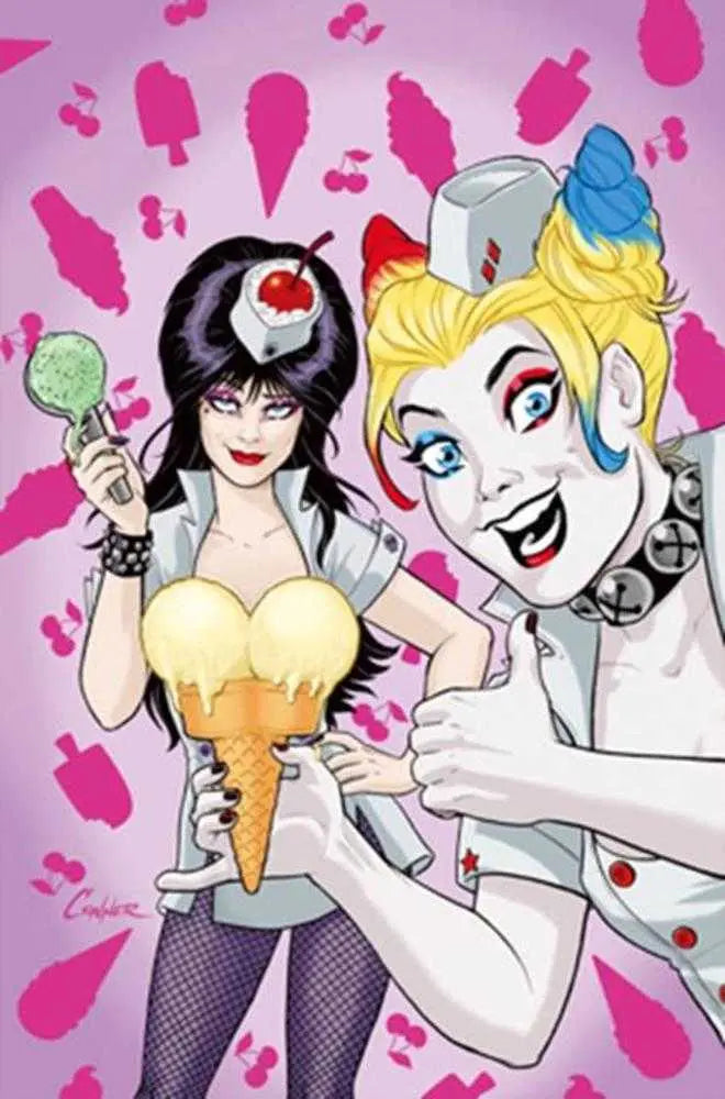 Harley Quinn X Elvira #2 Cover P Inc 1:20 Amanda Conner Ice Cream Foil Full Art Variant Dynamite Entertainment