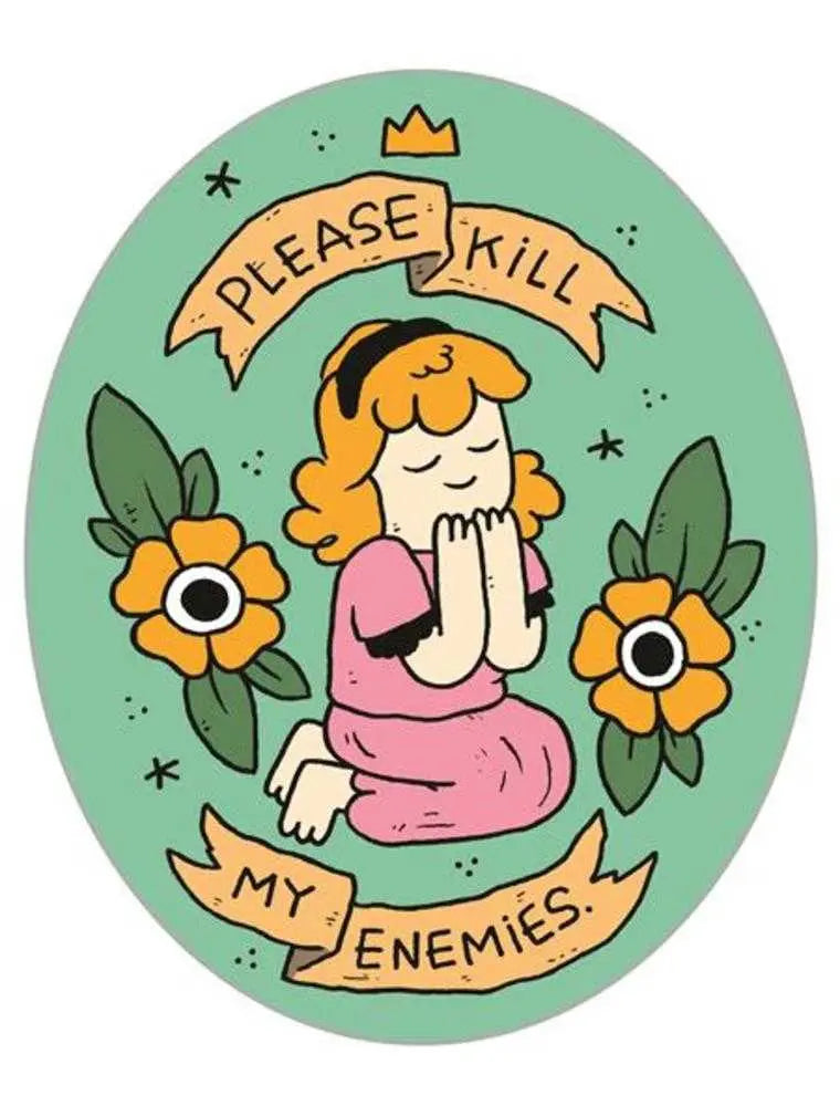Please Kill My Enemies Sticker Silver Sprocket