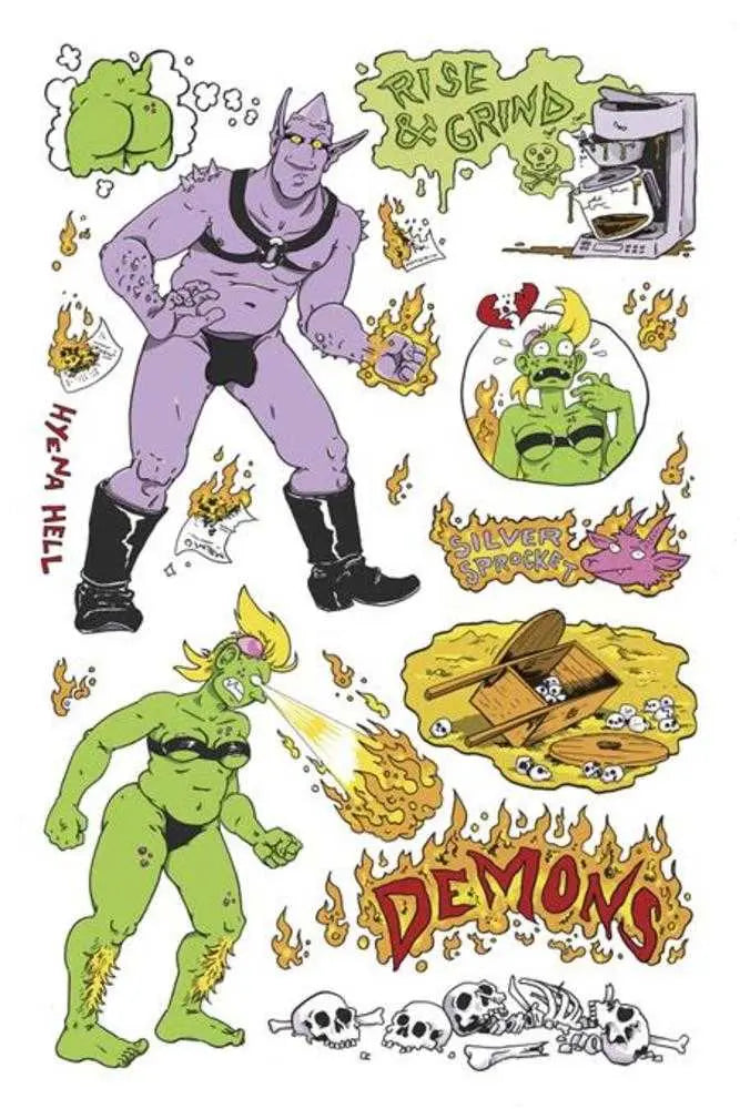 Demons Rise And Grind Sticker Sheet Silver Sprocket