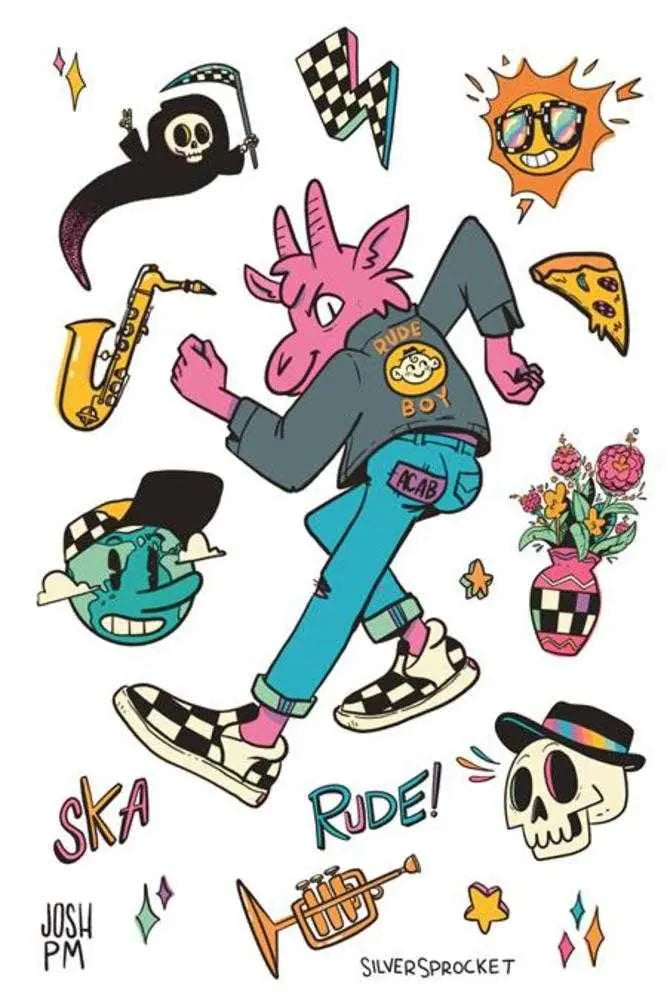 Ska Dreams Sticker Sheet Silver Sprocket