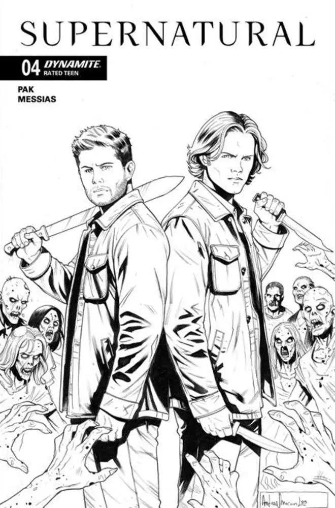 Supernatural #4 Cover F 1 in 10 Andrea Broccardo Line Art Variant Dynamite Entertainment