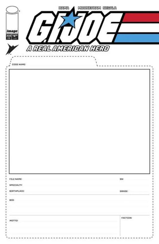 G.I. Joe A Real American Hero #325 Cover F Blank Sketch File Card Variant Image Comics