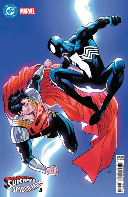 DC Marvel Superman Spider-Man #1 (One Shot) Cover R Daniel Sampere Super Boy Prime & Spider-Man Black Card Stock Variant DC Comics