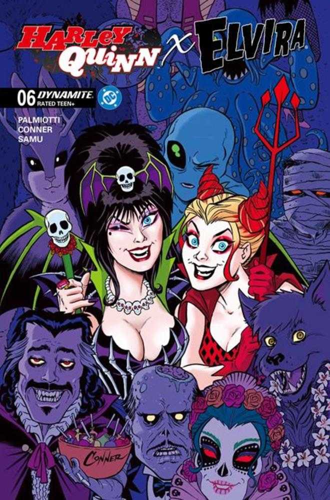 Harley Quinn X Elvira #6 Cover A Amanda Conner Party Dynamite Entertainment