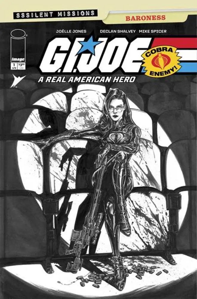G.I. Joe A Real American Hero Sssilent Missions Baroness #1 (One Shot) Cover C 1 in 10 Joelle Jones Black & White Variant Image Comics