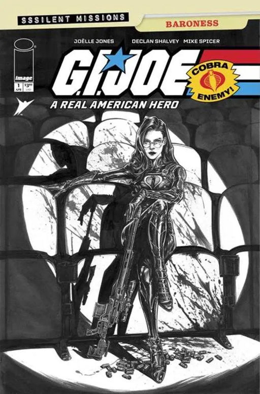 G.I. Joe A Real American Hero Sssilent Missions Baroness #1 (One Shot) Cover C 1 in 10 Joelle Jones Black & White Variant Image Comics