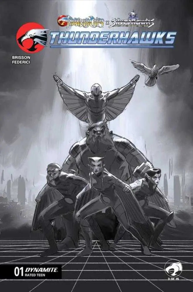 Thundercats X Silverhawks Thunderhawks #1 Cover J Inc 1:15 Marco Failla Black & White Variant Dynamite Entertainment
