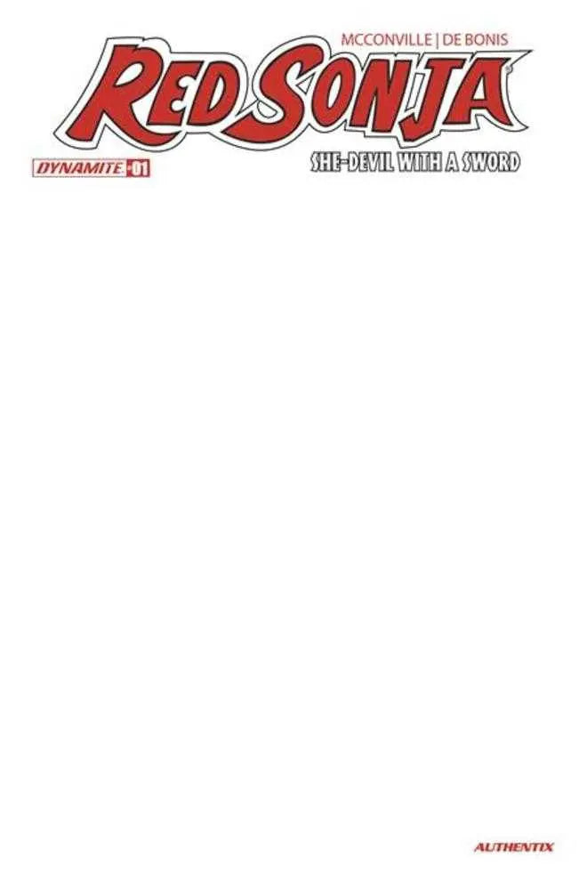 Red Sonja She Devil With A Sword #1 Cover F Blank Authentix Variant Dynamite Entertainment