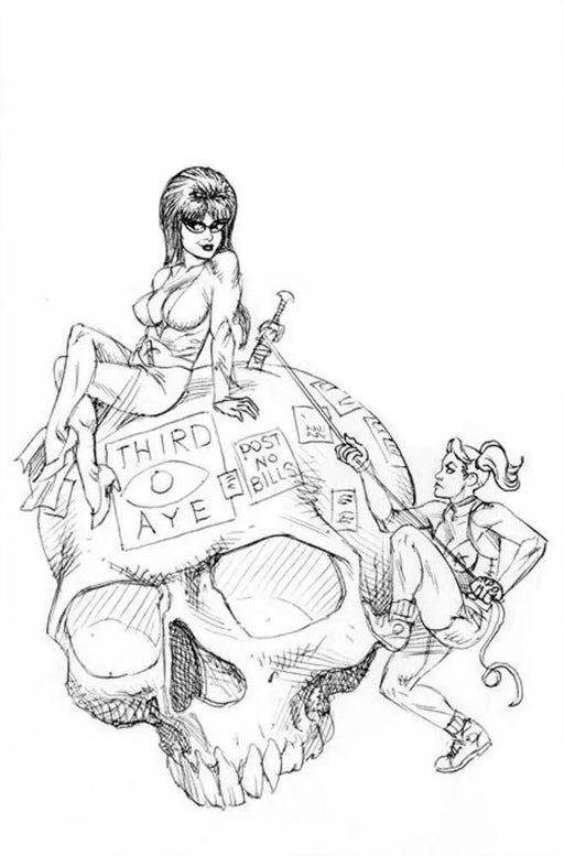 Harley Quinn X Elvira #6 Cover N Foc 1 in 10 Joseph Michael Linsner Line Art Full Art Variant Dynamite Entertainment