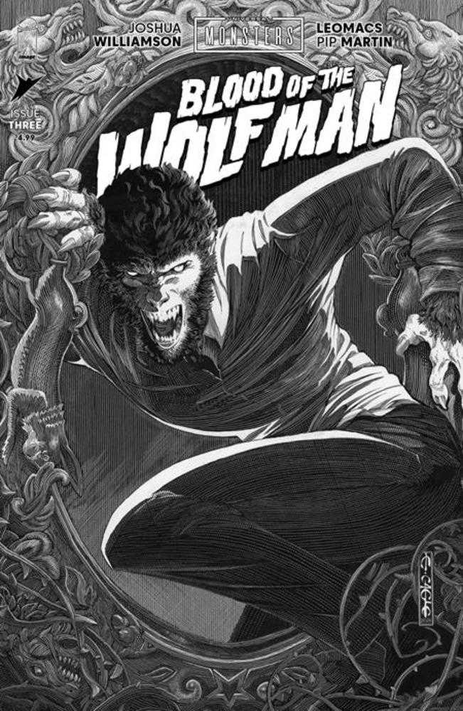 Universal Monsters Blood Of The Wolf Man #3 (Of 4) Cover D 1 in 25 Evan Cagle Black & White Classic Horror Variant Image Comics