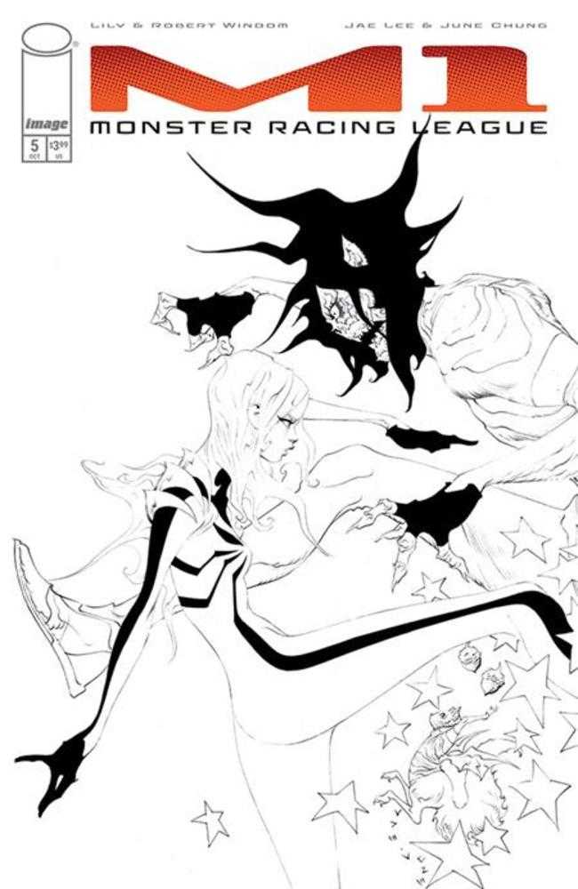 M1 Monster Racing League #5 Cover C 1 in 25 Jae Lee Black & White Variant