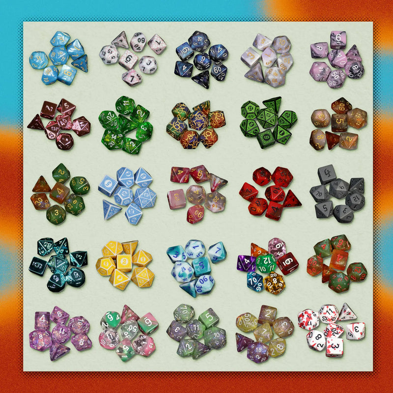 Mystery Dice - full set of 7 Polyhedral Dice 1985 Games