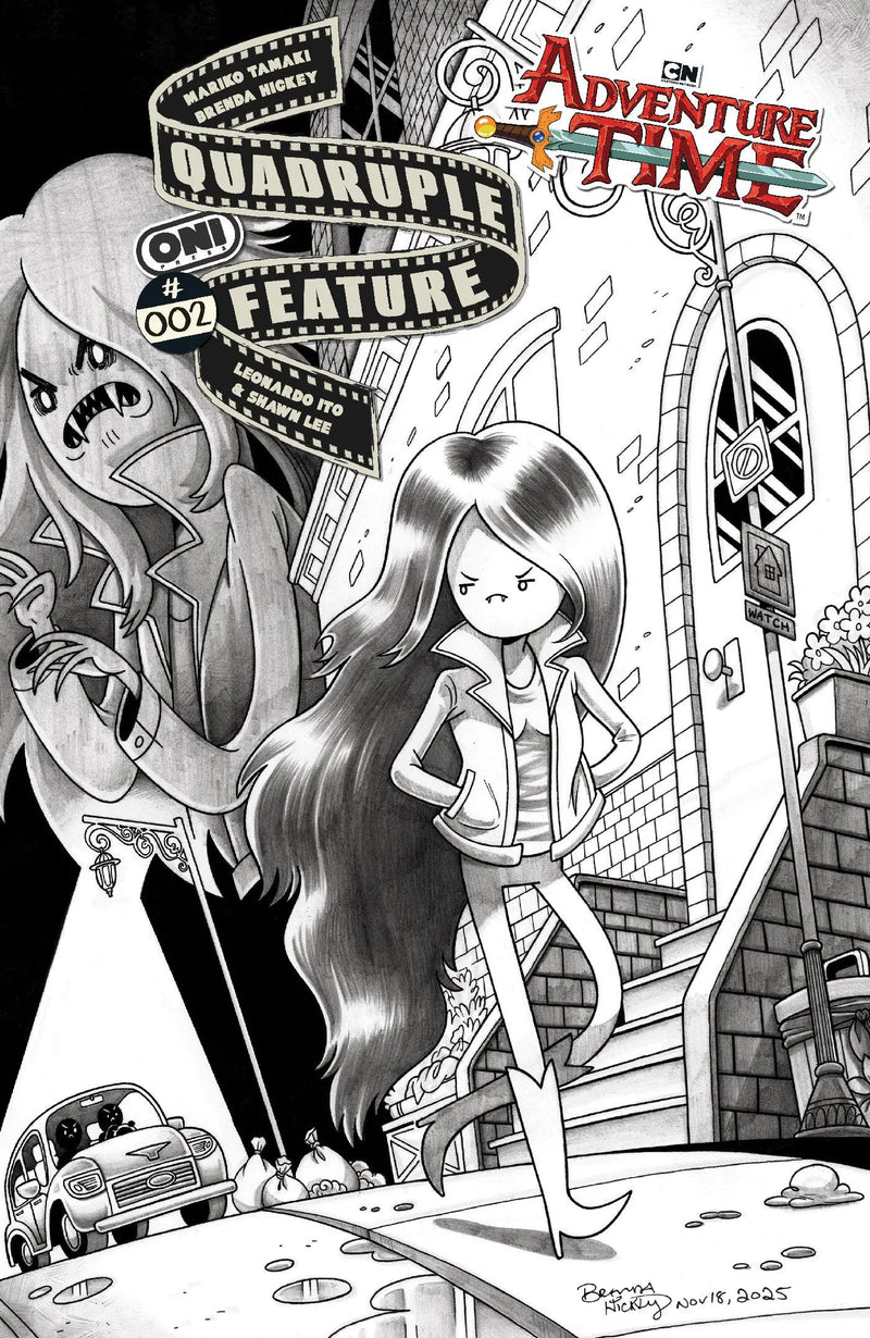 Adventure Time Quadruple Feature #2 Cover D Inc 1:20 Brenda Hickey Black & White Variant Oni Press