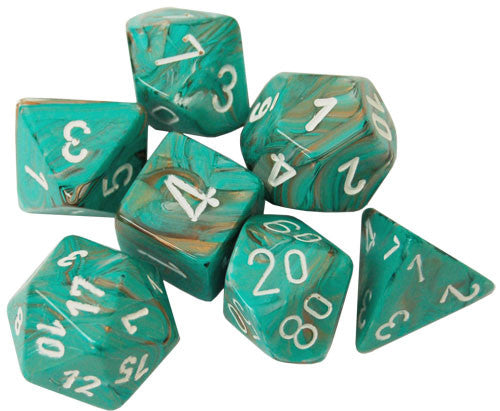 Dice Menagerie 10: Poly Marble Oxi Copper/White 7