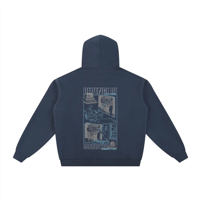 Connective Fruit [Black / Navy Blue] - Essential Fleece Zip-Through Hoodie Revenge Of