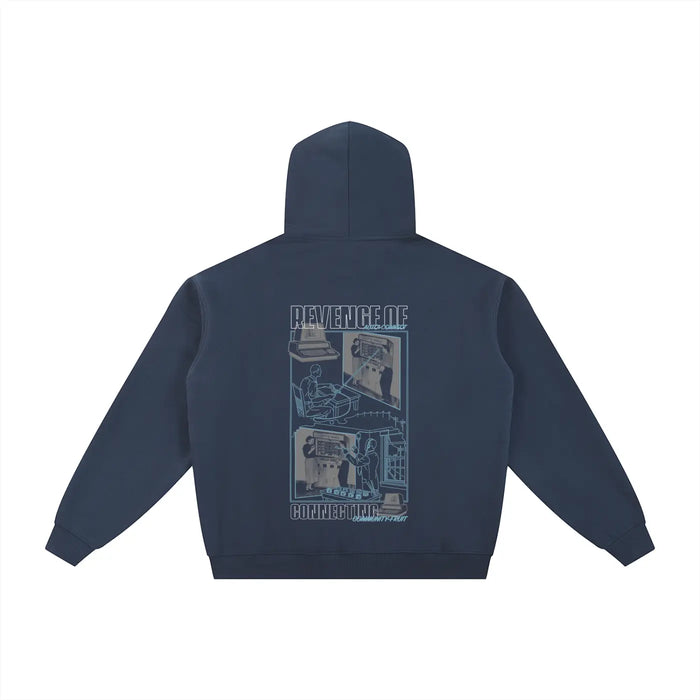Connective Fruit [Black / Navy Blue] - Essential Fleece Zip-Through Hoodie Revenge Of