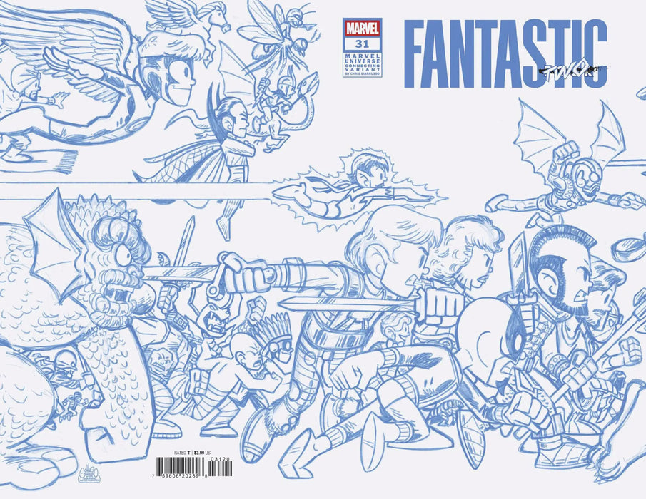 Fantastic Four #31 Chris Giarrusso Marvel Universe Connecting Blue Line Sketch Wrap Variant A [Doom] Marvel Comics