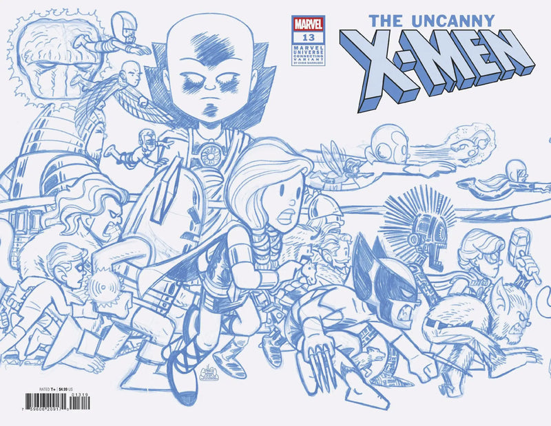 Uncanny X-Men #13 Chris Giarrusso Marvel Universe Connecting Blue Line Sketch Wrap Variant N Marvel Comics