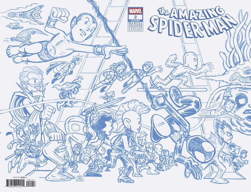 Amazing Spider-Man #2 Chris Giarrusso Marvel Universe Connecting Blue Line Sketch Wrap Variant L Marvel Comics