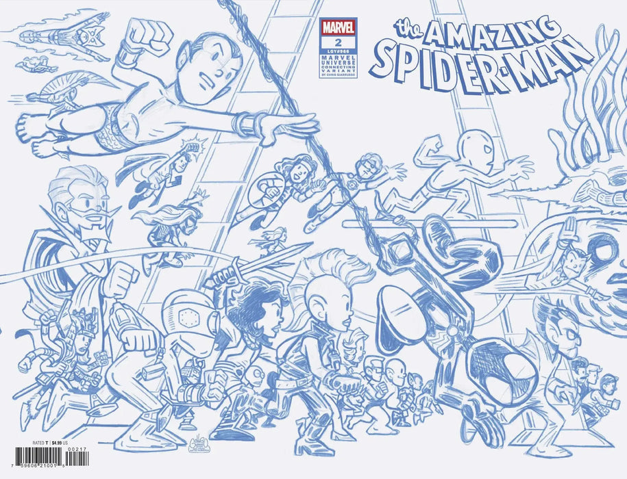 Amazing Spider-Man #2 Chris Giarrusso Marvel Universe Connecting Blue Line Sketch Wrap Variant L Marvel Comics