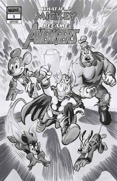 Marvel & Disney: What If...? Mickey & Friends Became The Avengers #1 Alessandro Pastrovicchio Black And White Variant Marvel Comics