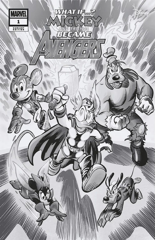 Marvel & Disney: What If...? Mickey & Friends Became The Avengers #1 Alessandro Pastrovicchio Black And White Variant Marvel Comics