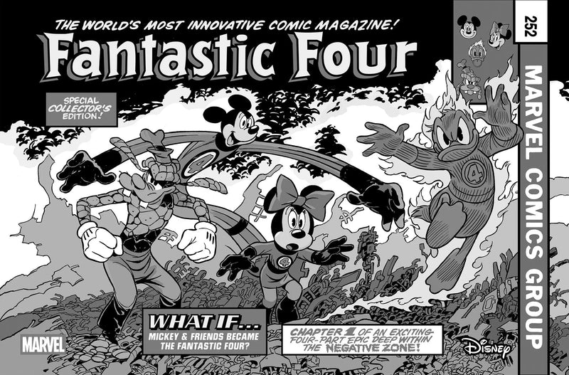 Fantastic Four #4 Andrea Freccero Black And White Disney What If? Fantastic Four Homage Variant Marvel Comics