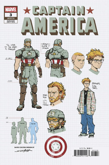 Captain America #3 Valerio Schiti Design Variant Marvel Comics