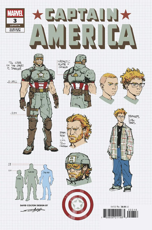 Captain America #3 Valerio Schiti Design Variant Marvel Comics
