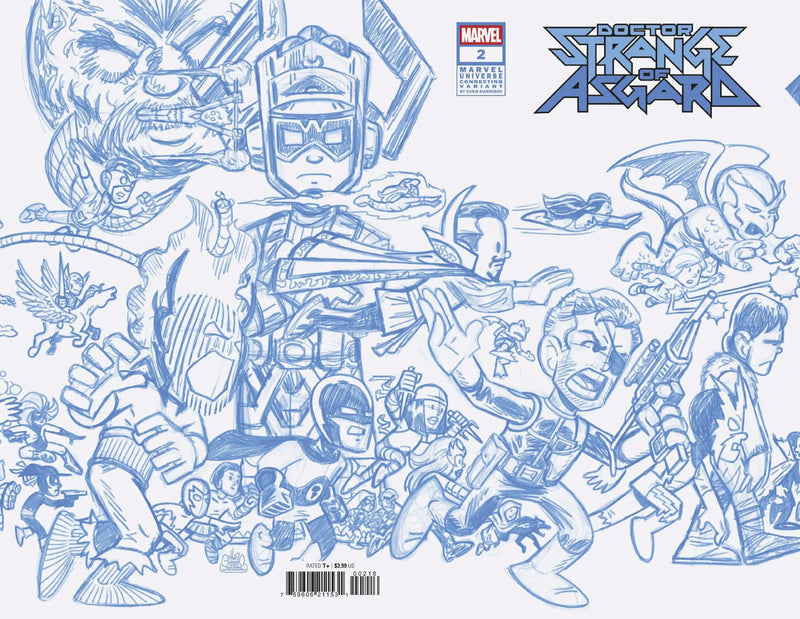 Doctor Strange Of Asgard #2 Chris Giarrusso Marvel Universe Connecting Blue Line Sketch Wrap Variant D [Doom] Marvel Comics