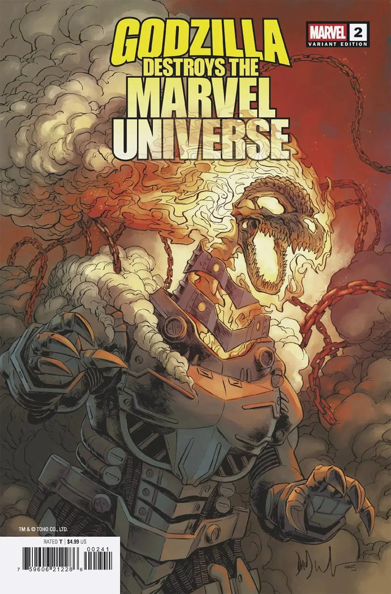 Godzilla Destroys The Marvel Universe #2 Dave Wachter Marvelized Mecha-Ghost Riderzilla Variant Marvel Comics