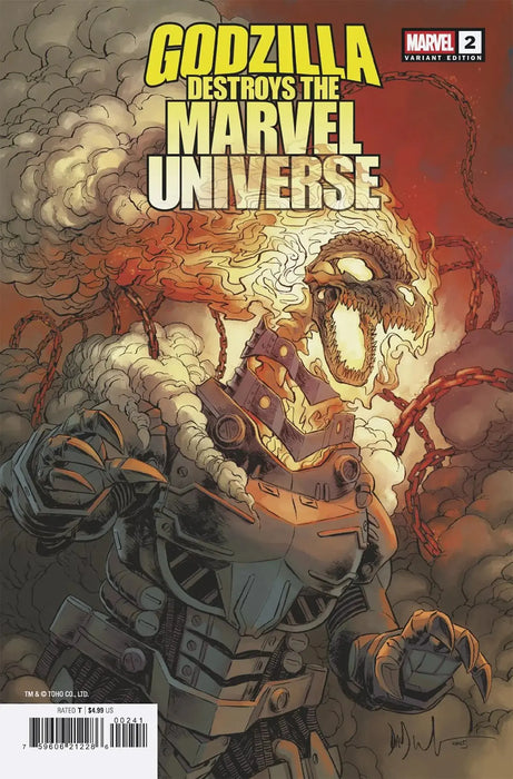 Godzilla Destroys The Marvel Universe #2 Dave Wachter Marvelized Mecha-Ghost Riderzilla Variant Marvel Comics