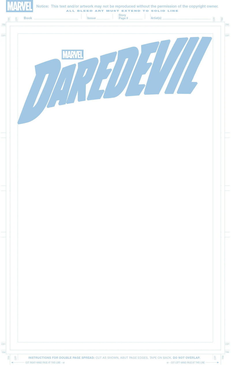 Daredevil #1 Blue Line Blank Cover Variant Marvel Comics