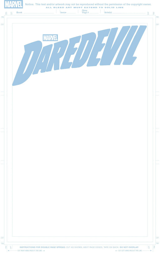 Daredevil #1 Blue Line Blank Cover Variant Marvel Comics