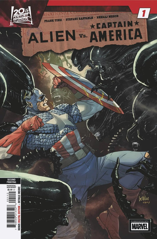 Alien vs. Captain America #1 Leinil Francis Yu 2nd Printing Variant Marvel Comics