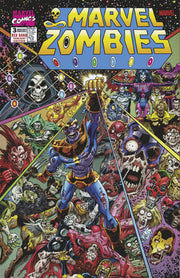 Comic book cover of 'Marvel Zombies' with colorful characters and text.