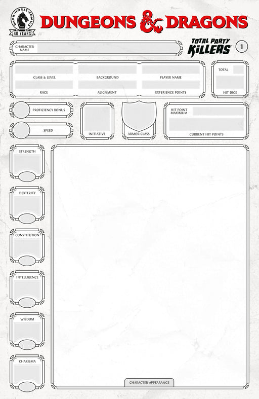 Dungeons & Dragons: Total Party Killers #1 (Cover E) (Blank Cover Character Sheet) Dark Horse