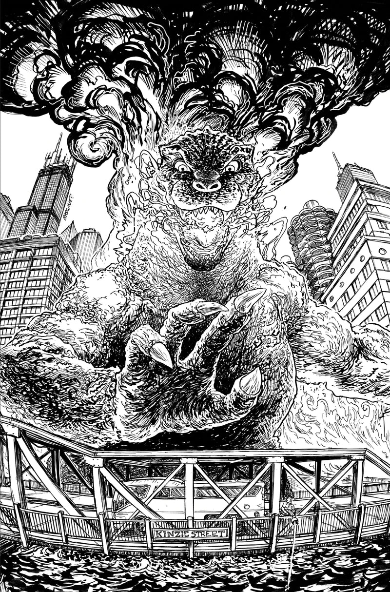 Godzilla vs. America: Chicago Variant Ri (25) (Browne Full Art Black & White) IDW Publishing
