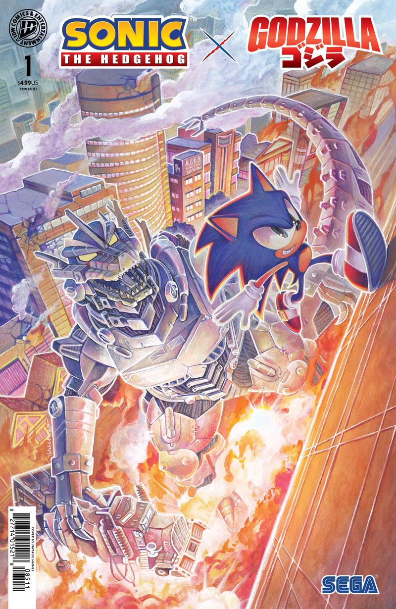 Sonic The Hedgehog X Godzilla #1 Variant Ri (25) Foil (Haines) IDW Publishing